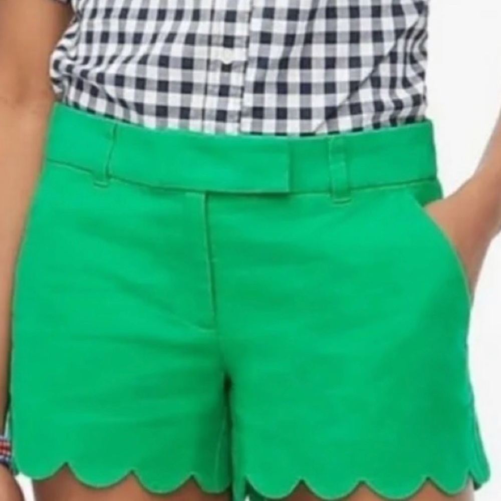 J. Crew Factory Green Scalloped Hem Women's Shorts Size 6